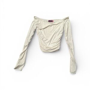 Edikted White Cream Off-Shoulder Long Sleeve Top